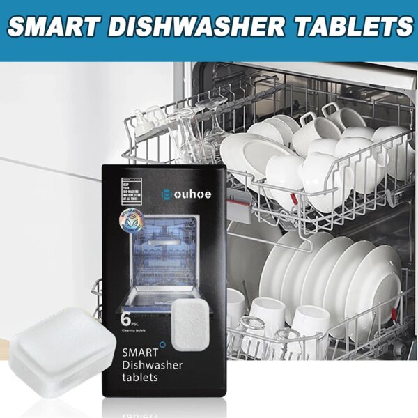 6pcs/box Dishwasher Cleaner Deep Cleaning Deodorizer Tablets Remove Limescale Build Up and Odor for Dishwasher Washing Machine