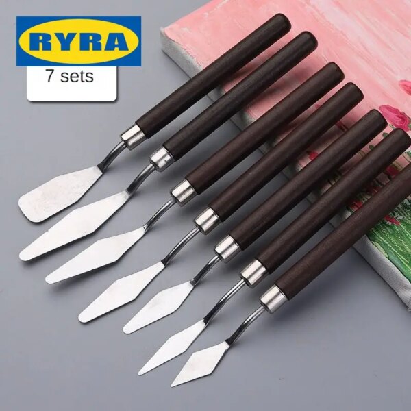 7Pcs/Set Stainless Steel Oil Painting Knives Artist Crafts Spatula Palette Knife Oil Painting Mixing Knife Scraper Art Tools