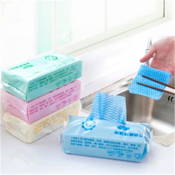 80Pcs/lot Washing Dish Towel Environmental Disposable Magic Kitchen Cleaning Cloth Tool Non-stick Towel Bag Oil Wiping Rags