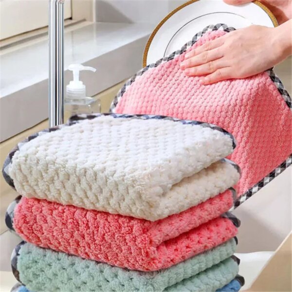 8pc Kitchen Anti-grease Wiping Rags Efficient Super Absorbent Microfiber Cleaning Cloth Home Washing Dish Kitchen Cleaning Towel