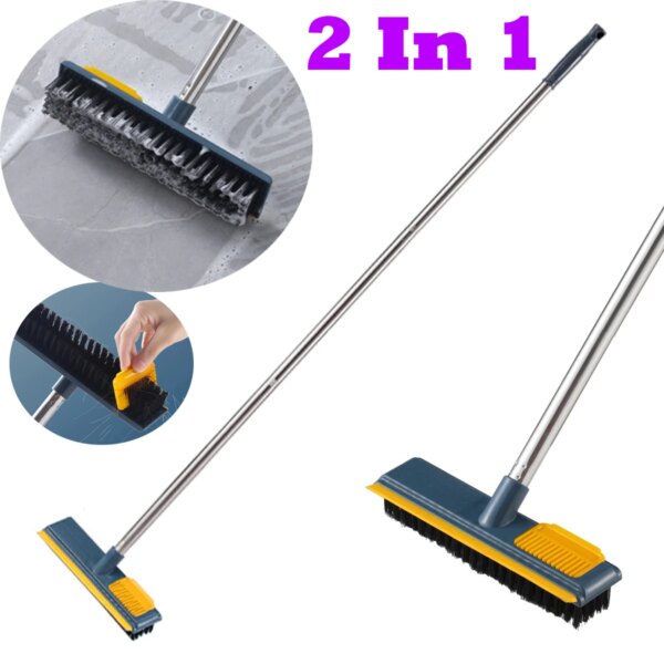 Bathroom Floor Brush 2 In 1 Long Handle the ground Seam Brush Tile Floor Scrub Brush Magic Squeegee Cleaning Tools Kitchen Brush