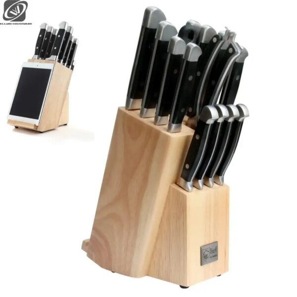 Best Knife Sets For Kitchen With Block 15 PCS German Stainless Steel 1.4116 Steel Unique Kitchen Knife Set With IPad Holder