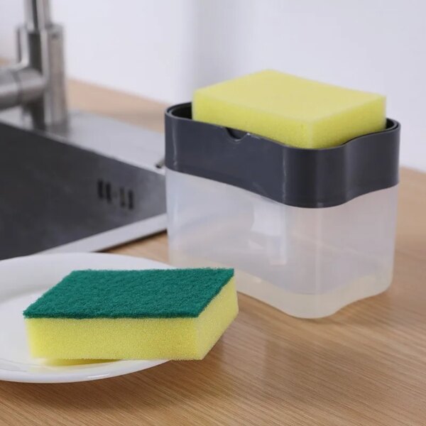 Black Press Type Liquid Outlet Box Scouring Pad Dish Washing and Soap Washing Liquid Box Scouring Pad Storage Box