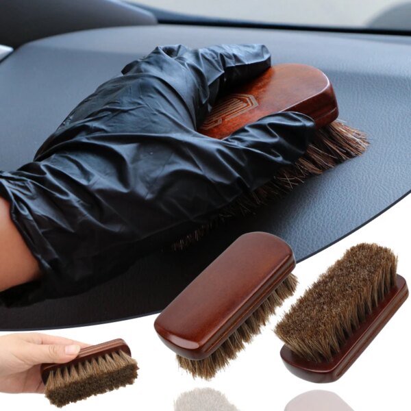 Car Interior Horse Hair Leather Textile Cleaning Brush Furniture Clothing Luggage Cleaning Polishing Brush Car Cleaning Supplies