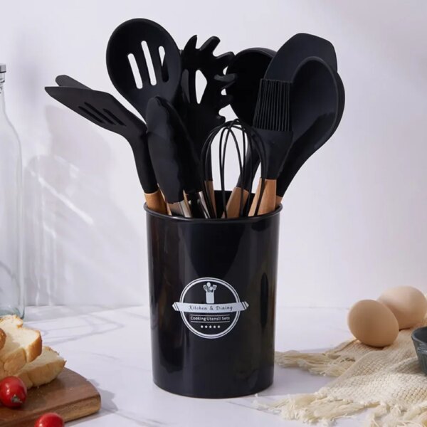 Carote Cookware Set Wooden Handle Kitchenware Silicone Kitchenware 12Pcs Tool Kitchen Baking Utensils Cooking Shovel Non Stick