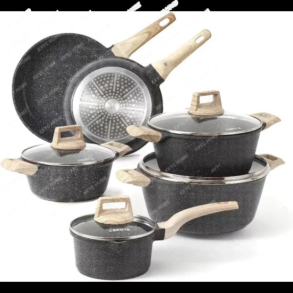 Carote Nonstick Granite Cookware Sets 10 Pcs Stone Cookware Set,non stick frying pan set, pots and pans set