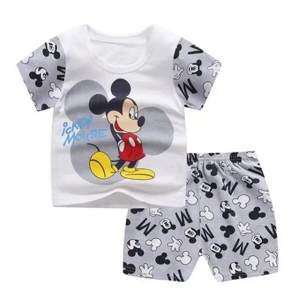 Casual Kids Clothes 2 Piece Set Clothing Green Cool Boy T-shirt + Shorts Clothing Boys Tracksuit Children Baby Clothes