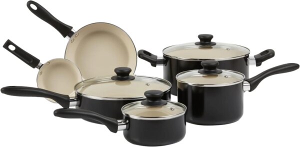 Ceramic Nonstick Pots and Pans 11 Piece Cookware Set, made without PFOA & PTFE