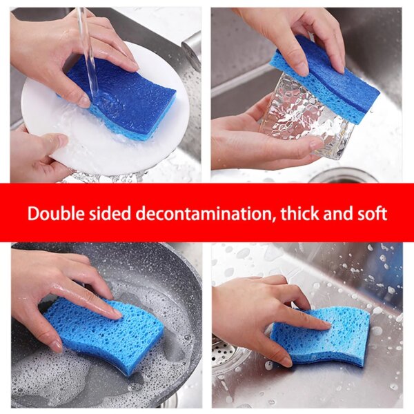 Cleaning Cloth Sponge Wood Pulp Cotton Three In One Cleaning Kitchen Washing Dishes And Pots