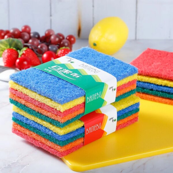 Colorful Nylon Cleaning Cloths for Kitchen and Household Use - Dishcloths, Scrub Sponges, and Abrasive Cleaning Pads