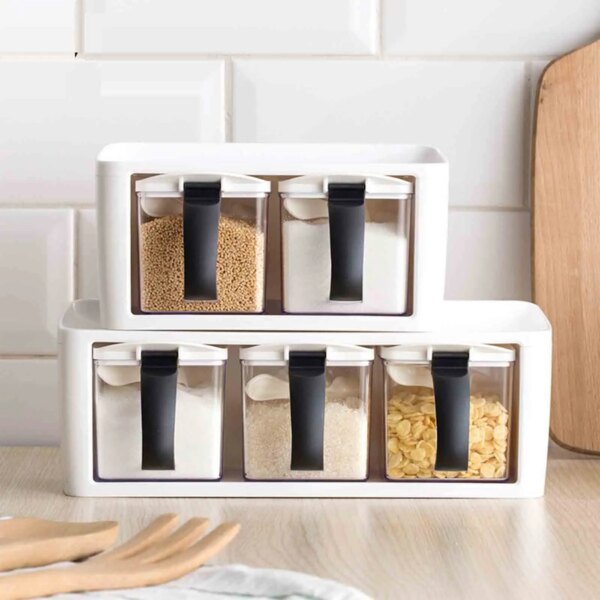 Condiment Jars with Spoon Sturdy Kitchen Gadgets Seasoning Storage Container for Home Dining Room Restaurant Sugar Starch