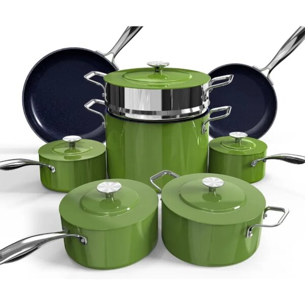 Cookware Set, Healthy Ceramic Coating, Super Non Stick, Keep Hands Cool, Suitable for All Kitchens, Cookware Set