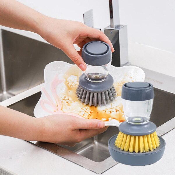 Dishes Cleaning Brush Refillable Washing Tools with Dispenser Multi-purpose Dishwashing Kitchen for Household Restaurant