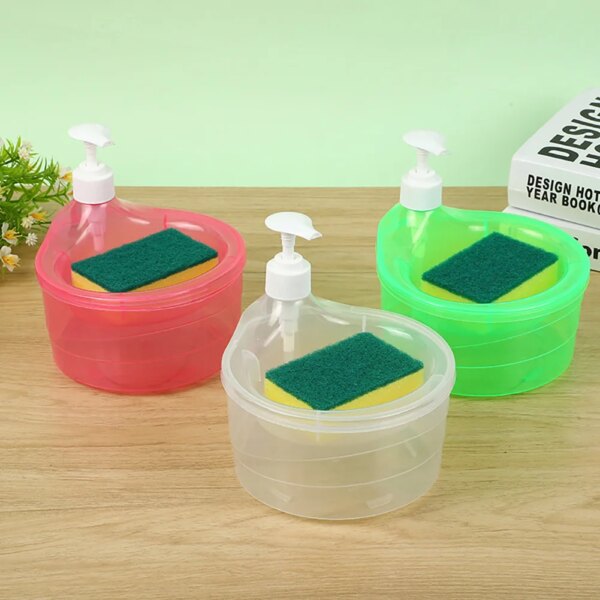 Dishwashing Liquid Automatic Dispenser Portable Soap Liquid Adder Kitchen Detergent Press Box Sponge Soap Kitchen Tools