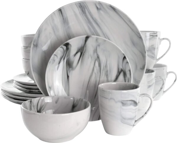 Elama Fine Round Gloss Dinnerware Dish Set, 16 Piece