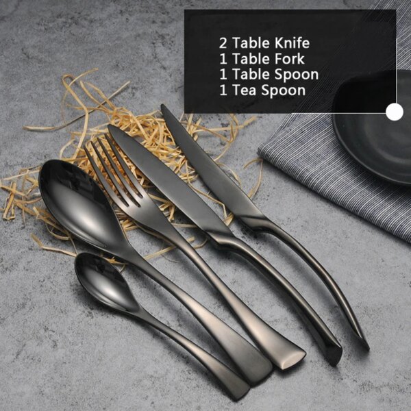 Elegant Romantic Classics Black Cutlery Set Stainless Steel Western Food Tableware Sets Fork Steak Knife Dinnerware