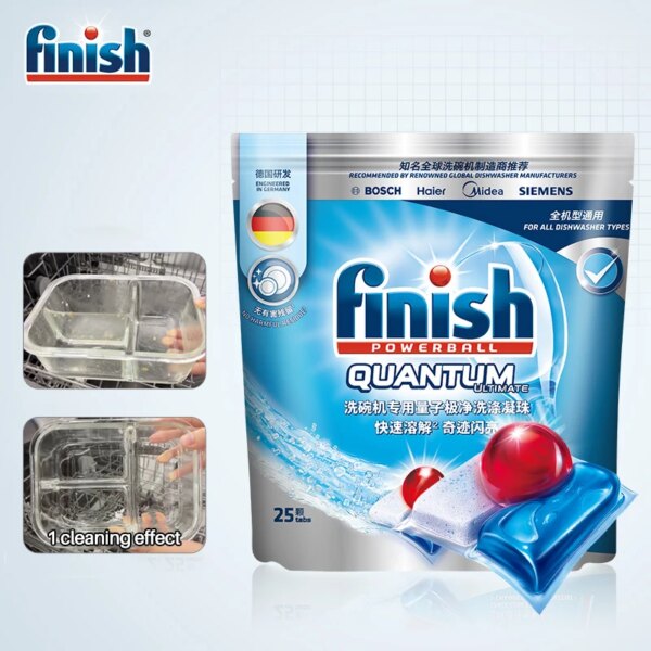 Finish Dishwashing Beads Quantum Powerball Dishwasher-specific ultra-clean Powerball Dishwasher Liquid Tablet All In One