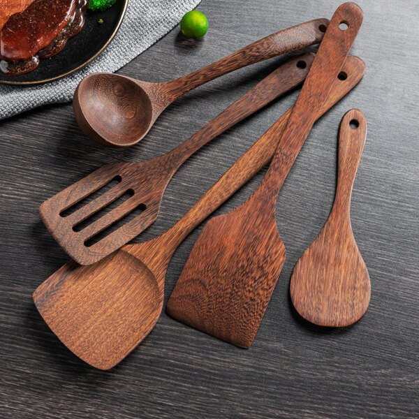 GIANXI Kitchen Utensils Set Non-Stick Cookware Wooden Handle Soup Spoon spatula Rice Spoon Shovel Kitchen Accessories