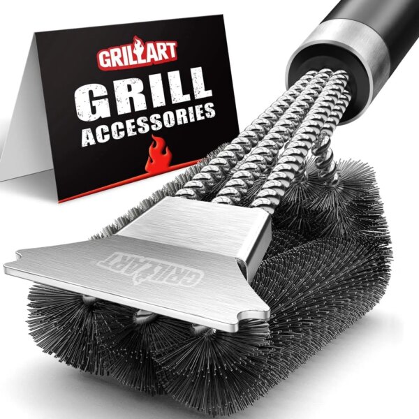 GRILLART Grill Brush Wire Brush Stainless Steel Baking Brush Super Powerful Grill Cleaning Accessories Cleaning Brush BBQ Tools