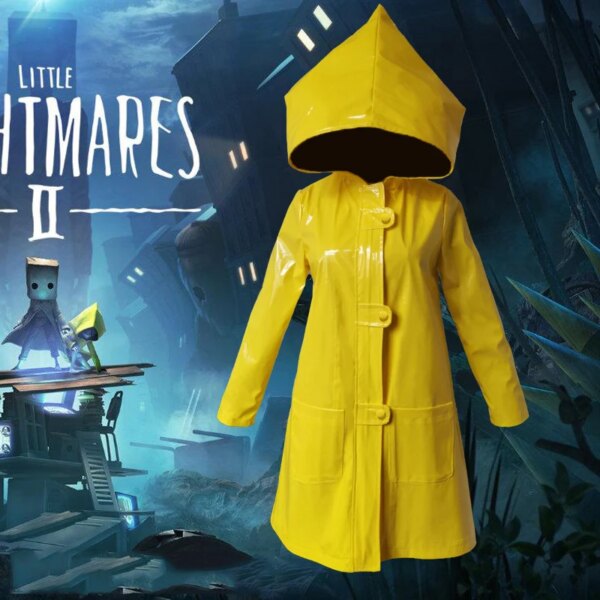 Game Little Nightmare 2 Little Six Cosplay Costume Halloween Horror Cosplay Costumes Fancy Leather Hooded Dress For Adult Women