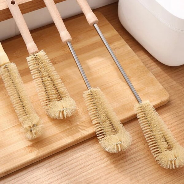 Glass Washing Brush Magic Soy Milk Wall Breaking Machine Kitchen Long Handle Cleaning Wooden Brush Glass Bottle Cleaning Brush