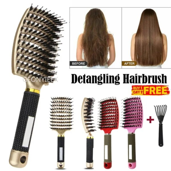 Hair Scalp Massage Comb Bristle Nylon Hairbrush Wet Curly Detangle  Anti-Static Hair Brush Professional Salon Hairdressing Style