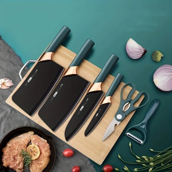 Home/restaurant kitchen knife Cutting board set Stainless steel slicing bone knife Fruit knife Chef knife set 7-8 pieces