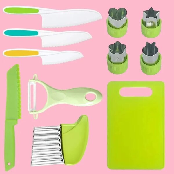 Kids Cooking Cutter Set Kids Knife Toddler Plastic Fruit Knives Children DIY Peeler Tools Kitchen Accessories