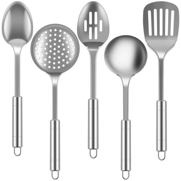 Kitchen Cookware Set 5-Piece Stainless Steel With Hanging Holes Kitchen Set Ergonomic Handle Design Kitchen Cooking Tool Set