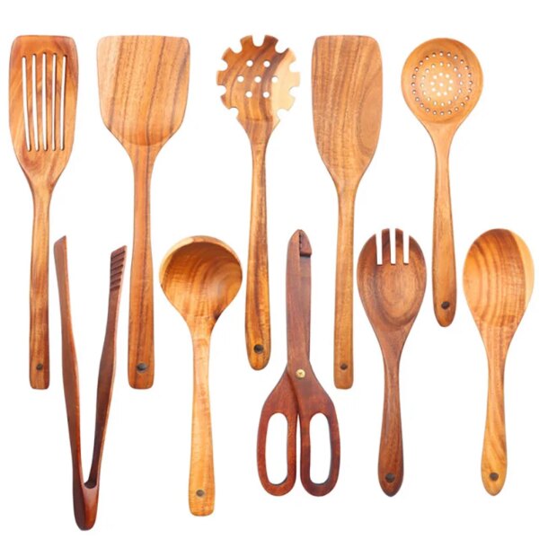 Kitchen Sets Wooden Kitchen Utensils Cooking Wooden Spoons Wooden Spoons Soup Utensils Kitchen Cooking Sets Cooking Gifts1-10PC