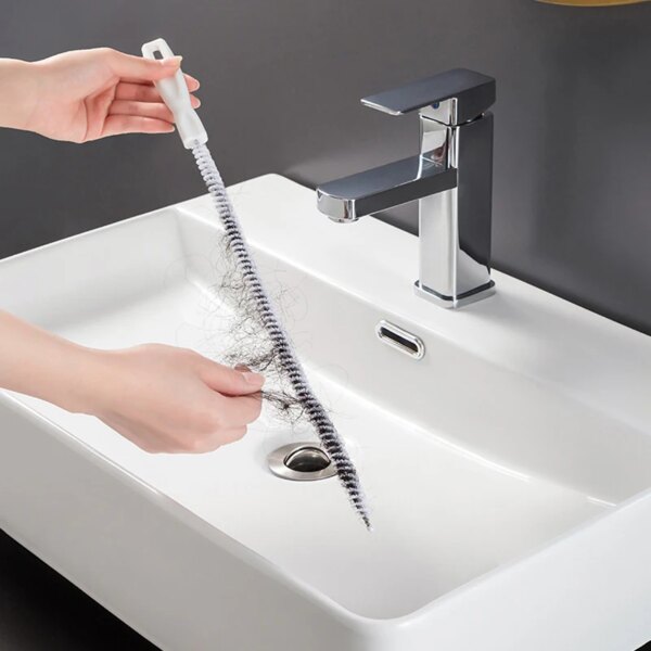 Kitchen Sink Cleaning Hook Cleaner Sticks Sewer Cleaning Brush  Bendable Pipe Bathroom Hair Catcher Clog Hole Remover Household