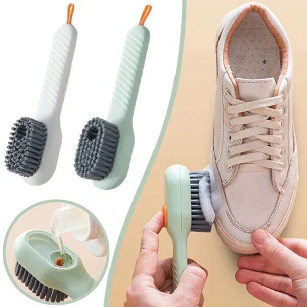 Long Handled Shoe Brush Automatic Liquid Discharge Soft Bristle Brush with Hook Household Deep Cleaning Brush Cleaning Tools