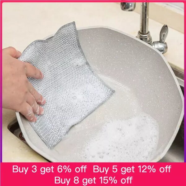 Magic Cleaning Cloth Metal Steel Wire Dish Pot Washdishing Cloths Kitchen Rags Clean Tools Thickened Double -sided Cloth