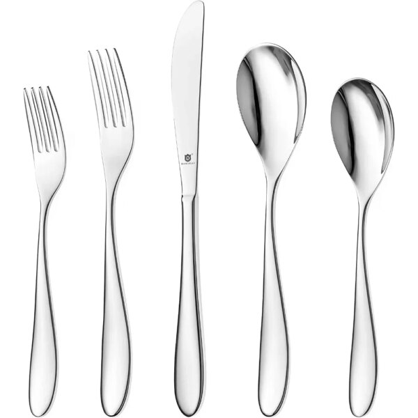 Modern Marettimo Silverware Set - 18/10 Stainless Steel Flatware for Elegant Dining - Dishwasher Safe Cutlery (80-Piece) Spoons