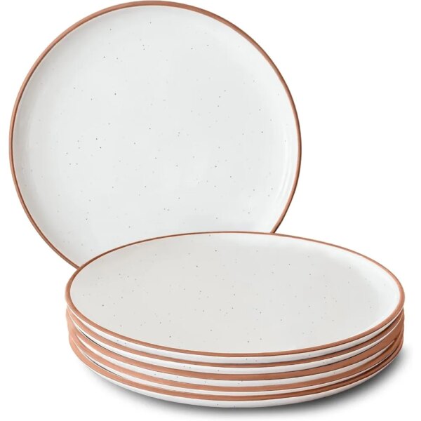 Mora Ceramic Dinner Plates Set of 6, 10 inch Dish Set - Microwave, Oven, and Dishwasher Safe, Scratch Resistant, Modern Rustic