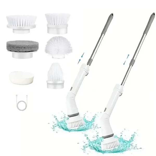 Multi Functional Electric Cleaning Brush Equipped With 6 Rotatable Conversion Heads Extendable Handle