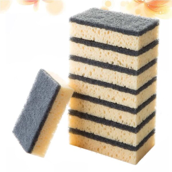 Multi- Scrub Sponge- 16PCS Double Side Non- Scratch Cleaning Sponge- Friendly- Make Kitchen Cleaning Faster and Easier ( Black )