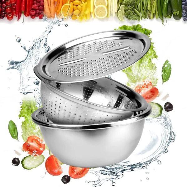 Multi function slicer, fruit and vegetable shredding bowl ,Multifunctional Stainless Steel Sink Drainer Basket  for kitchen