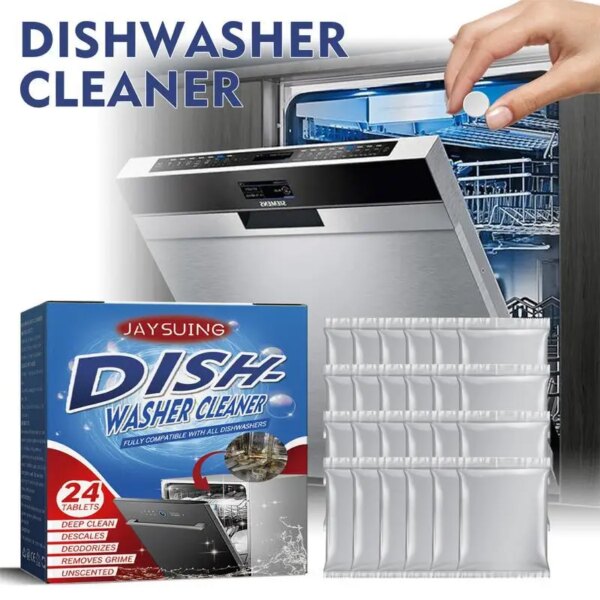 Natural Dishwasher Cleaner 24 Pack Deep Cleaning Descaler Washing Machine Descaler Deep Cleaning Tablets 24 Tablet Combo