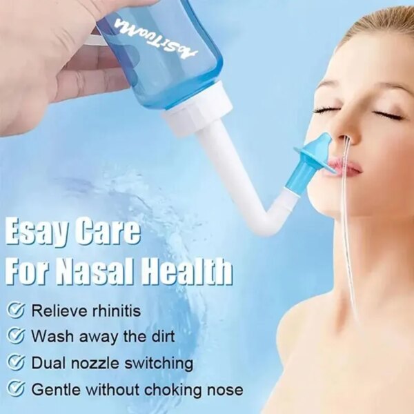 Neti Pot Sinus Rinse Bottle, 20 Nasal Salts, Sinus Rinse Bottle Allergy Cleaner Pressure Rinse Adult BPA-free Neti Pot