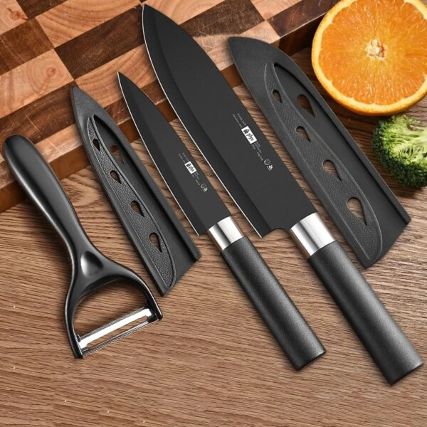 PLYS Rust-proof Kitchen Knife Set Stainless Steel 3-Piece Kitchen Cooking Tool Professional Chef Knife Fruit Peeler