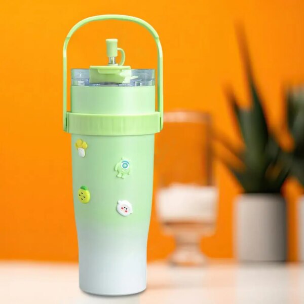 Phone Holder Water Bottle Heat Insulated Water Bottle Insulated Stainless Steel Tumbler Cup with Leak-resistant Straw for Home