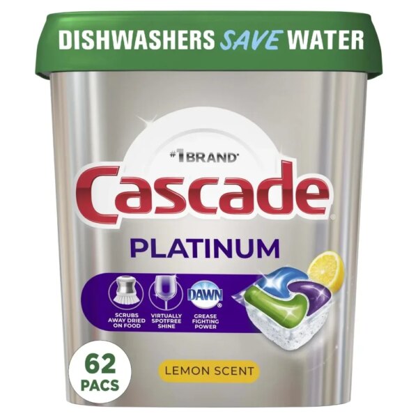 Platinum ActionPacs Dishwasher Detergent, Lemon Scent, 62 Ct