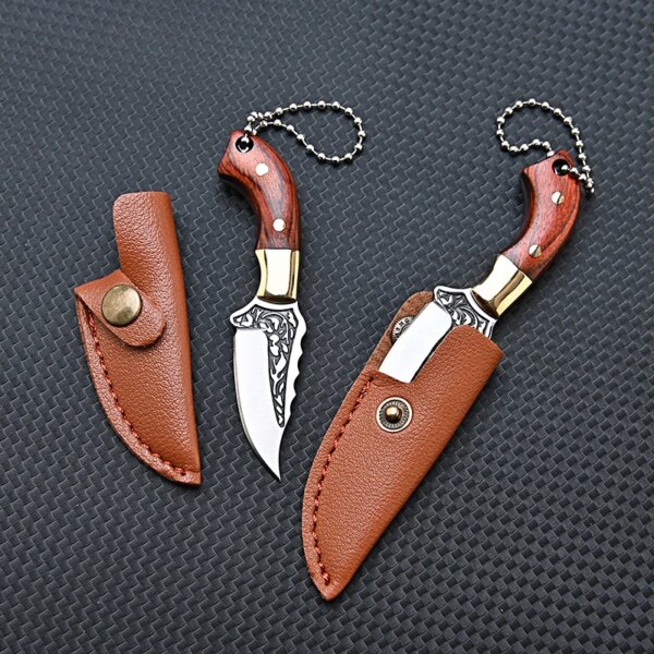 Portable Kitchen Knife Keychain Stainless Steels Knife Keyring Mini Pocket Knife Key Chain Multi-function Outdoor Survival Tools