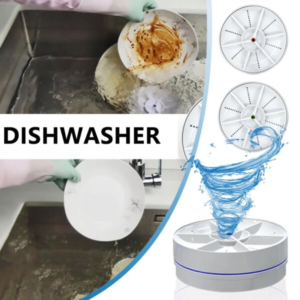 Portable Mini Ultrasonic Dishwasher USB Wireless Fruit Vegetable Dish Washer Electric Kitchen Home Dish Washing Machine Cleaner