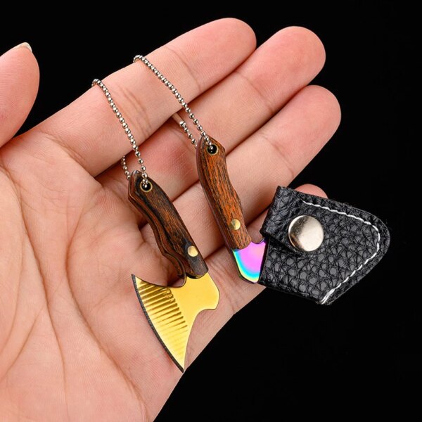 Portable Stainless Steel Knife Keychain Mini Pocket Knife Keyrings Holder Home Kitchen Knife Key Chains Outdoor Camping Supplies