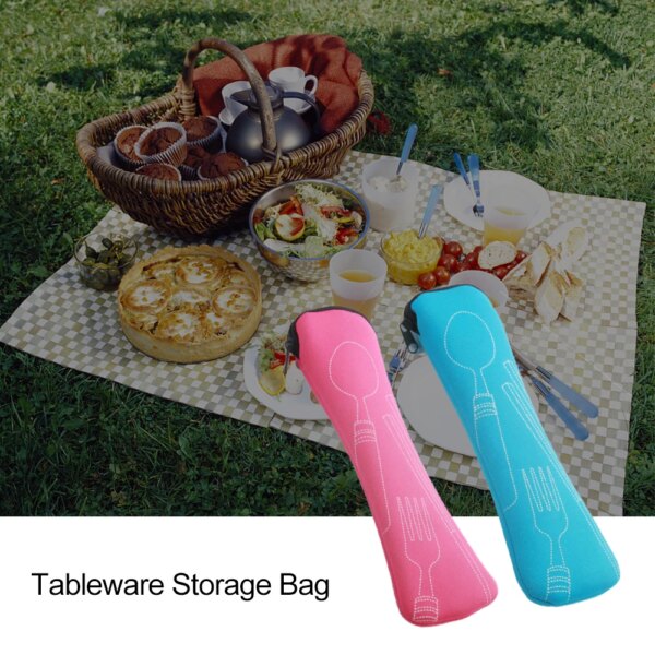 Portable Tableware Bag Cutlery  Dinner Set Travel Packaging Storage Box Dinnerware Picnic Fork Spoon  Without