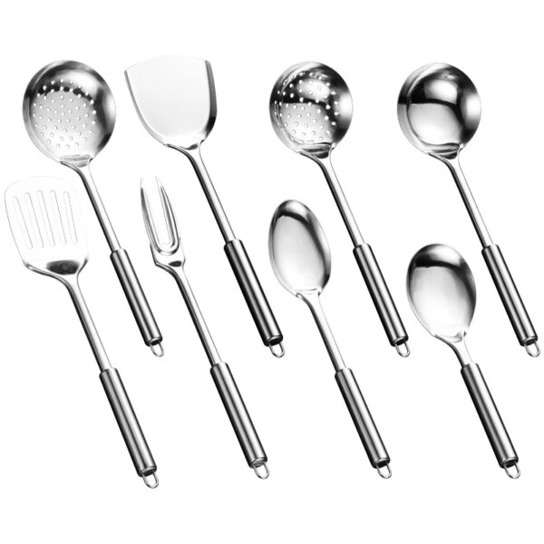 Pot shovel, stainless steel, household kitchen utensils, spatula set, soup spoon, skip spoon, frying spoon, complete set