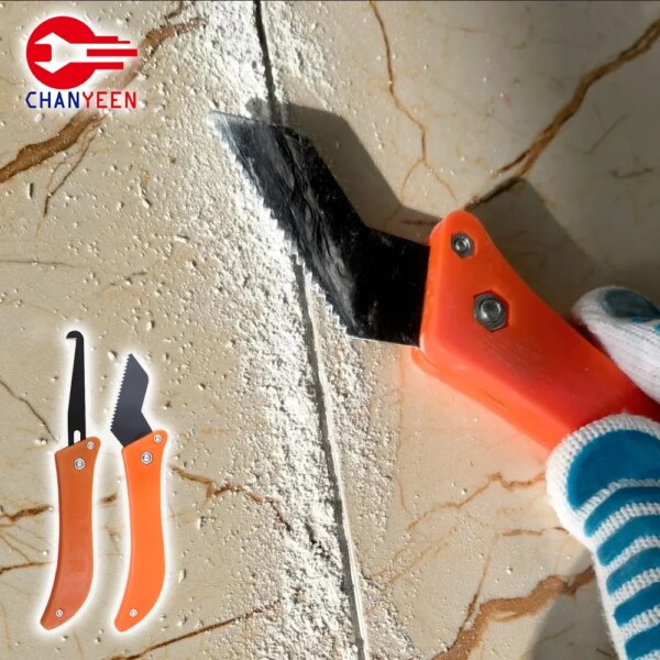 Professional Ceramic Tile Gap Repair Hook Knife for Cleaning Removal Grout Tungsten Steel Joint Notcher Hand Construction Tools