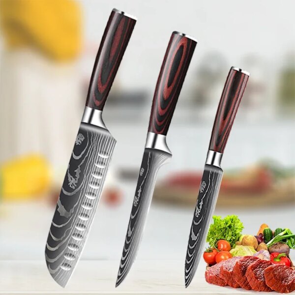 Professional Japanese Chef Knife Set High Carbon Stainless Steel Santoku Fish Boning Knife Butcher Meat Cleaver Kitchen Knvies